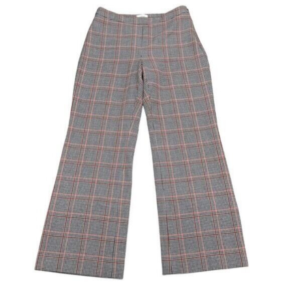 Aritzia Wilfred Kick Flare Check Houndstooth Plaid Pants Black Rust Size 2 - Picture 4 of 8